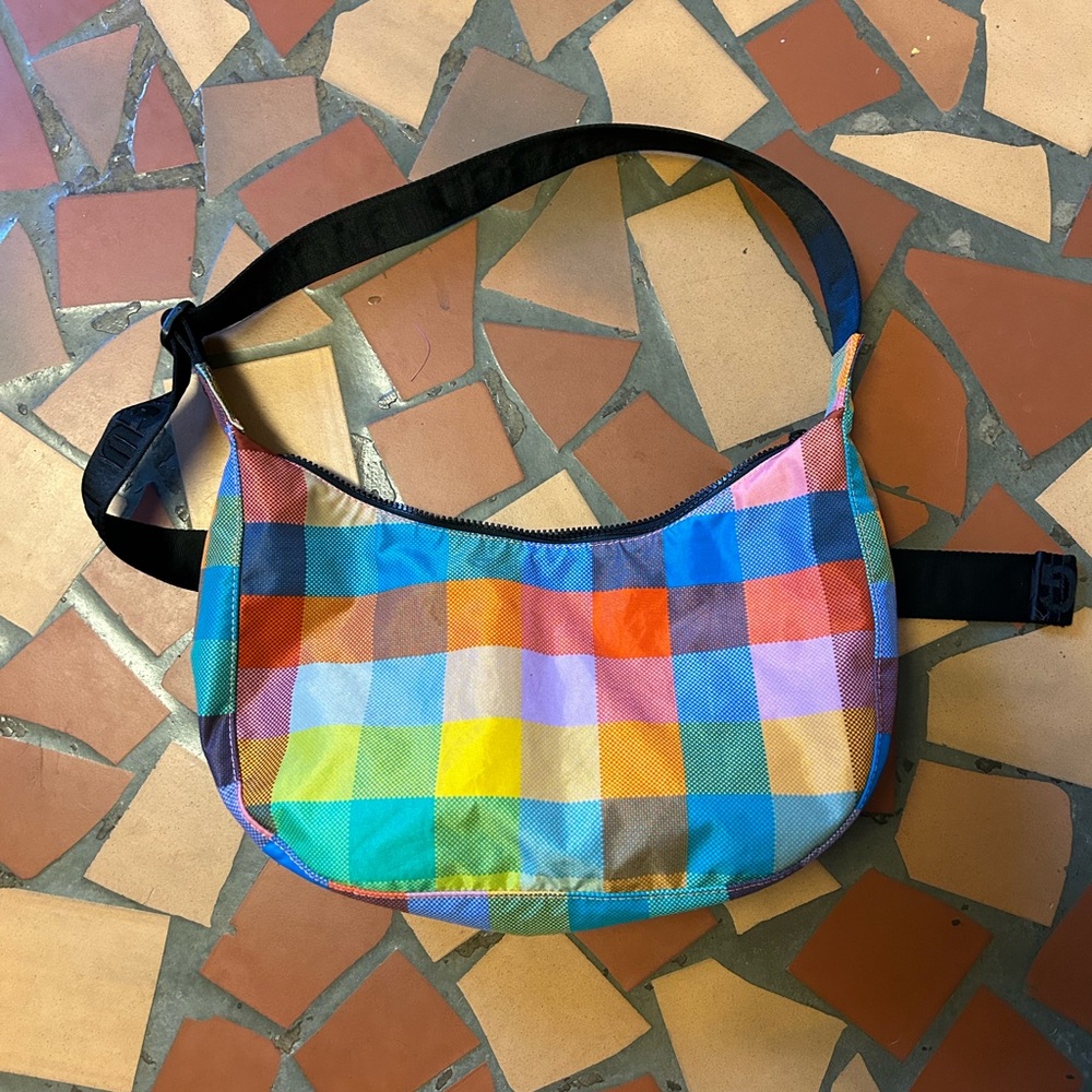 BAGGU medium crescent madras UO exclusive